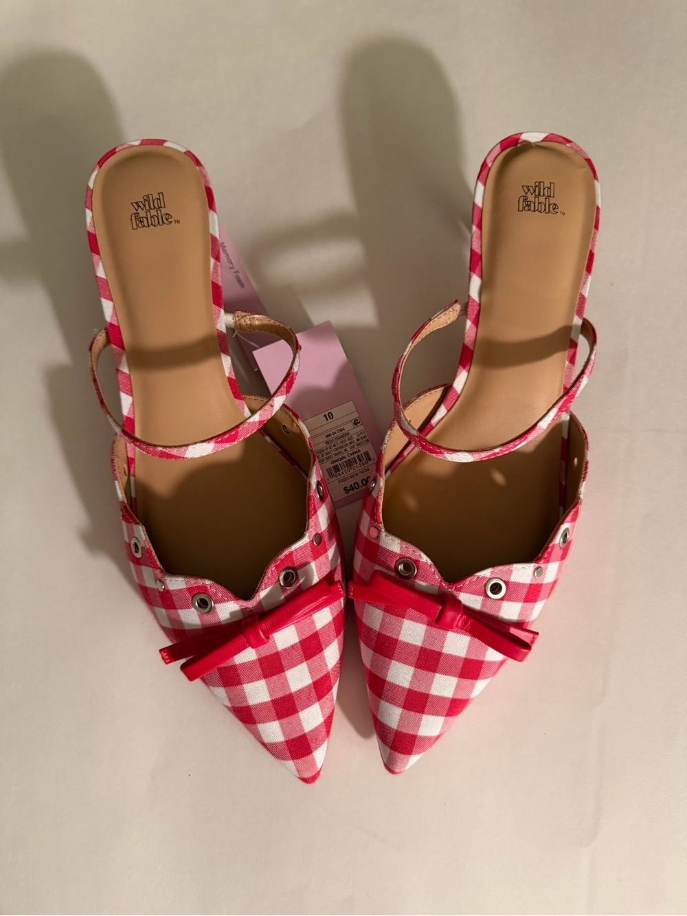 Wild Fable Red Gingham Pointed-Toe Slingback Size 10